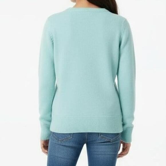 Kids Polar Bear Sequin Holiday Sweater Teal Size L 10-12 Winter NWOT - Picture 3 of 9